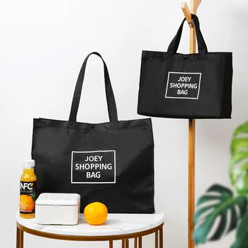 1 Adet Büyük Siyah alışveriş çantası s Katlanabilir Oxford alışveriş çantası tekrar kullanılabilir alışveriş poşetleri Meyve Depolama omuzdan askili çanta Çanta