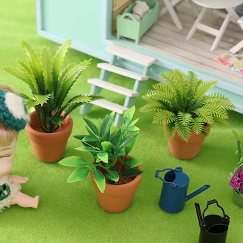 1 ADET Mini Saksı Bitki 1: 12 Evcilik Minyatür Ağacı Saksı Bitki Yeşil Bitki Modeli Bebek Evi Bahçe Dekor Süs Oyuncak