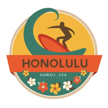 1 adet Sörf Honolulu Hawaii Araba Sticker Su Geçirmez Çıkartma Dizüstü Bavul Kamyon Motosiklet Oto Aksesuarları PVC, 11cm * 10cm