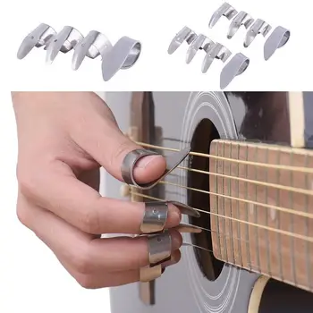 1 Başparmak 3 Parmak Metal Tırnak Seçtikleri Açık Tasarım Parmak Gitar Seçim Banjo Ukulele Gitar veya Akustik Elektro Gitar Bas