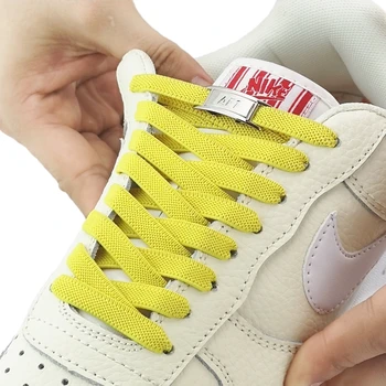 1 Çift Yeni Hiçbir Kravat Ayakabı Metal Toka Elastik Düz Dantel Çocuklar için Yetişkin Hızlı Ayakkabı Dantel Ayakkabı Tembel danteller