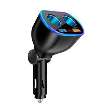12/24V araba şarjı çakmak adaptörü Splitter ile Çift USB Dijital Voltmetre LED Gece Lambası QC 3.0 Hızlı Şarj tablet telefon