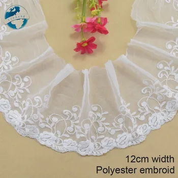 12 cm geniş polyester nakış dantel dikiş şerit gipür trim düğün dekorasyon DIY bebek giysi Aksesuarları dantel kenar#4018