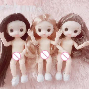 16cm BJD Bebek 13 Hareketli Eklemli Bebek Sevimli Çoklu Renk Saç Modelleri Bebek Kızlar için Oyuncaklar Kadın Çıplak Vücut Moda Hediye