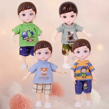 16cm Sevimli Bebek Çocuk Modeli 13 Hareketli Eklemler Plastik Boyalı Gözler çocuk oyuncakları 4 Renk Giysileri şişme bebek oyuncak bebekler