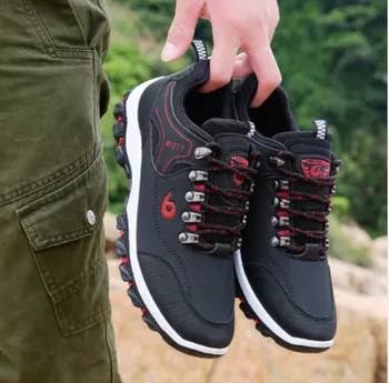 2019 Erkek Deri Açık Yürüyüş Sneakers Erkek Ayakkabı Yetişkin Kaymaz Rahat Askeri Ordu Ayakkabı Sonbahar Dayanıklı Ayakkabı