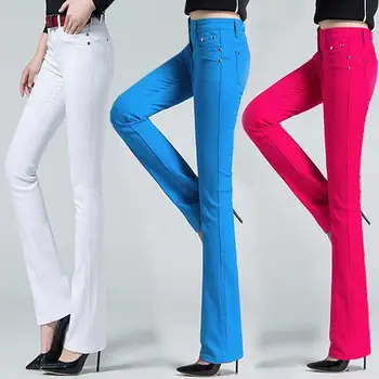 2020 Yeni Kadın Yüksek Bel İnce Elastik Flare Kot Kore Sıska İş Giysisi Bayanlar Alt Pantolon Kadın İnce kot Pantolon Z60