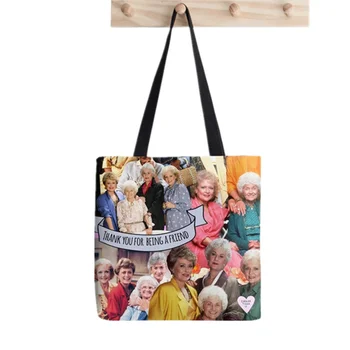 2021 Alışveriş altın kızlar desen Baskılı Tote Çanta kadın Harajuku alışveriş çantası kız Omuz alışveriş çantası Bayan Kanvas Çanta