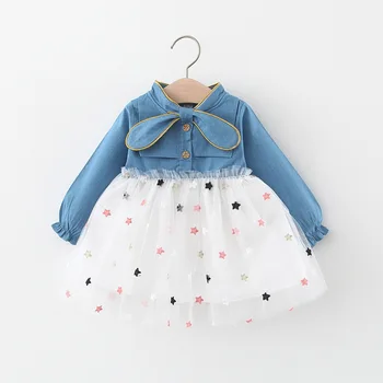 2021 Sonbahar Bebek Elbise Kızlar için Prenses Parti Tül Yürümeye Başlayan Elbiseler Bebek Giyim Yenidoğan Parti Doğum Günü tutu Elbise Vestidos