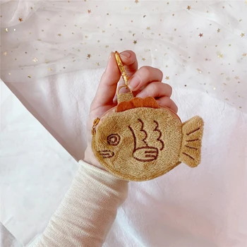 2021 Yeni Japonya Sevimli Peluş Snapper Balık Bebek bozuk para cüzdanı Bilek Çantası Mini Sevimli Fermuar Kız Bozuk Para Cüzdanı Kablo Kulaklık Çantası Para Çantası