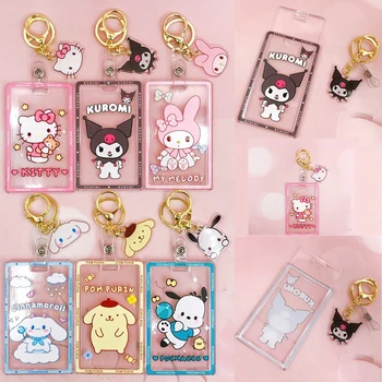 2022 Yeni Sanrioed Anime Hello Kitty Cinnamoroll Pc Kuromi Kimlik Kartı Kapağı Karikatür Kredi kart tutucu Kolye Anahtarlık Kız Hediye