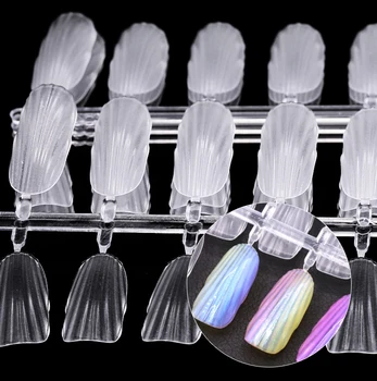 240 Adet Yanlış Uygulama Nail İpuçları Deniz Kabuğu Şerit Tasarım Mermaid Stil UV Jel Nail Art Salon Ekran takma tırnak