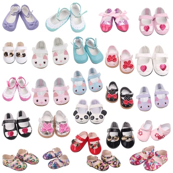 25 Tarzı Bebek Ayakkabıları 7Cm El Yapımı Kedi PU Toka Ayakkabı İçin Fit 18 inç Amerikan Kız oyuncak bebek giysileri ve Aksesuarları