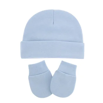 3 adet Bebek Bebekler Anti Tırmalama pamuk eldivenler + Şapka Seti Yenidoğan Yüz Koruma Scratch Eldivenler Sıcak Kap Kiti