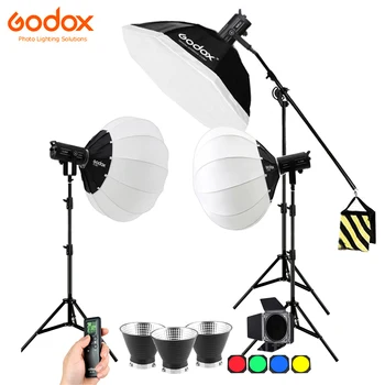 3x Godox SL150II 150 W / SL200II 200 W LED Video sürekli ışık kiti CS65D fener Softbox bom kolu 2.8 m standı 5600 K aydınlatma seti