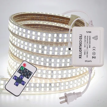 5730 LED şerit ışık esnek 220V süper parlak çift sıralı 240led / m kısılabilir su geçirmez ev aydınlatma dekorasyon halat ışıkları