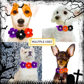 60 ADET Cadılar Bayramı köpek papyonu Elmas Çiçek Şekli Pet köpek tasması Köpekler Küçük Köpek Kedi Bowties Yaka Evcil Hayvan Ürünleri Köpek Aksesuarları