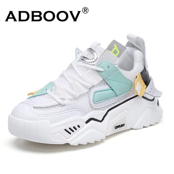 ADBOOV Yeni Hakiki deri sneakers Kadın Nefes Platformu Tıknaz Ayakkabı Moda Sokak rahat ayakkabılar Bayanlar