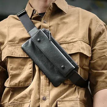 AETOO Orijinal moda deri göğüs çantası erkek ince inek derisi cep cep telefonu çantası tüm maç erkek dağ mini çanta