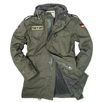 Alman Ordusu Askeri Ceket Erkekler Kış pamuklu ceket Termal Siper Hood Ceketler Polar Astarlı Ceket