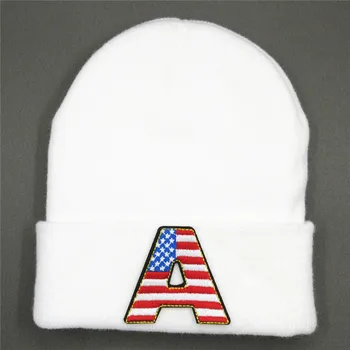 Amerikan bayrağı Bir nakış Kalınlaşmak örme şapka kış sıcak şapka Skullies kap bere şapka çocuk erkek kadın 62