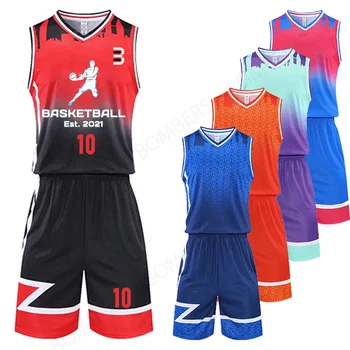 Basketbol üniformaları Spor şort çekim kolsuz giyim Üniformaları Nefes Gençlik Seti Basketbol Erkekler Basketbol