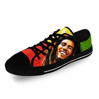 Bob Marley Reggae Yıldız Müzik Kaya Moda gündelik ayakkabı Düşük Üst Hafif Nefes 3D Baskılı Erkek Kadın kanvas ayakkabılar