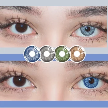 Bıo-essence 1 Çift Renkli Kontakt Lensler Gözler için Rus Kız Mavi Lensler Yeşil Göz Lensler Doğal Lensler Gri Moda Lensler