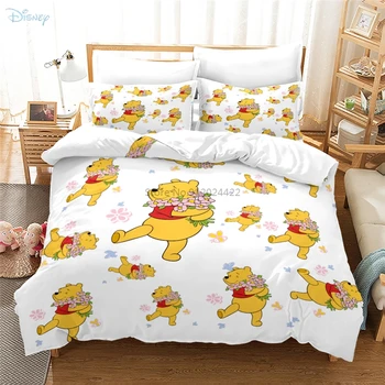 Disney Winnie The Pooh 3d nevresim takımı Karikatür Baskı Yorgan yatak örtüsü seti Yastık Kılıfı ile ev yatak takımı Erkek Kız Çocuklar için Bebek Yetişkinler