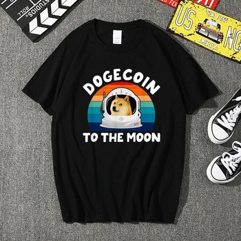Doge cryptocurrent dogecoin ay yaş sikke retro uzay ay kişilik yaratıcı desen pamuk gevşek günlük t-shirt