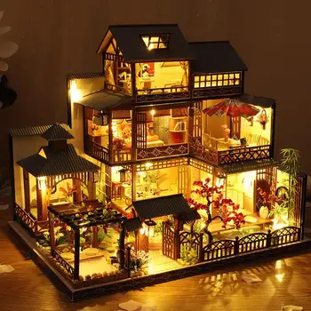 Dıy Bebek Evi Oyuncaklar Japon Mimarisi Bebek Evi Kaplıca Evi Japon Tarzı Simüle Villa Oyuncak Sevgilisi Hediye Lamba İle