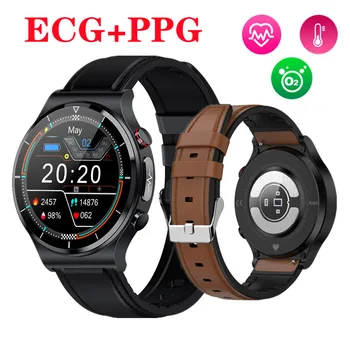 EKG PPG Monitör akılı erkek saati IP68 Su Geçirmez Kalp Hızı Kan Oksijen Egzersiz Fitness Tracker 1.32 İnç Dokunmatik Smartwatch