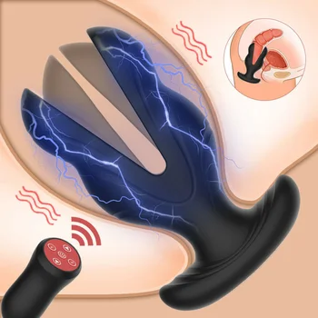 Elektrik Çarpması Anal Genişleme Vibratör Kablosuz Uzaktan Kumanda Titreşimli Butt Plug Erkekler prostat masaj aleti Klitoral G-spot Seks Oyuncak
