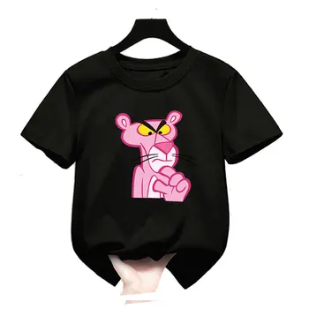 Erkek Kız Anime pembe panter 3D T shirt Elbise Karikatür Üstleri Çocuklar pembe panter T-shirt Yaz Kısa Kollu Çocuk O - boyun Seti