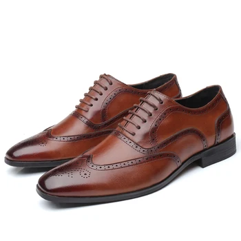 Erkekler Elbise Ayakkabı Resmi Düğün parti ayakkabıları Erkekler İçin Retro Brogue Ayakkabı Lüks Marka erkek Oxfords