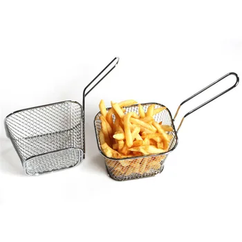 Ev Mini Patates Kızartması Sepetleri Süzgeç Mini Kare Kızartma Sepeti Taşınabilir Net Örgü Kızartması Çip mutfak gereçleri
