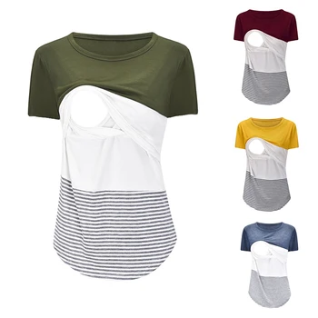 Gebelik Hamile Şerit Tee Kadın Hemşirelik Emzirme Giyim T Shirt emzirme süveteri Tops