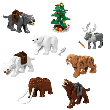 Hayvan Mamut Kurt Elk Victor Noel ağacı Şekil Büyük Yapı Taşları uyumlu Çocuklar DIY Hediyeler Oyuncaklar Çocuklar için