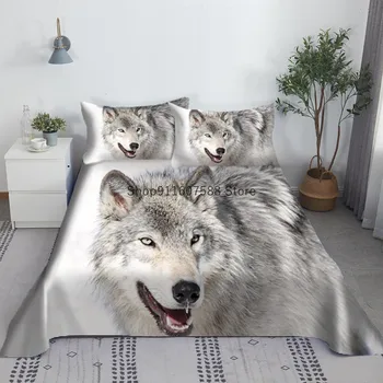 Hayvanlar Kurt yatak çarşafı Seti 3D Baskılı Yatak Düz Levha Yastık Kılıfı çarşaf Yetişkinler Çocuklar İçin Kral Kraliçe Boyutu