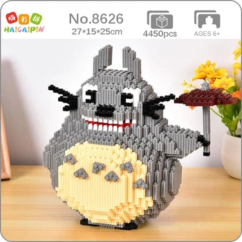HCP 8626 Anime Komşum Totoro Kedi Hayvan Gülümseme Pet Şemsiye Modeli Mini Sihirli Blokları Tuğla Yapı Oyuncak Çocuklar için hiçbir Kutu