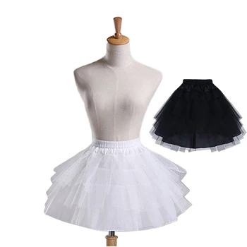 Kadınlar için Beyaz veya Siyah Kısa Petticoat Kız 3 Katmanlar Tül Jüpon Gelinlik veya Parti Prenses Elbise