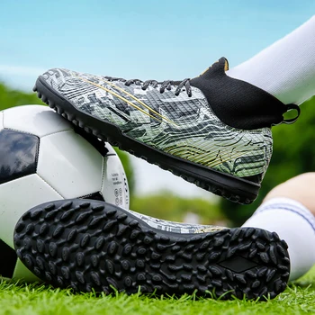 Kaliteli Futsal kaymaz Sociaty futbol ayakkabıları Messi futbol kramponları Chuteira Campo Cleats Eğitim Ayakkabı Kadın Toptan TFAG