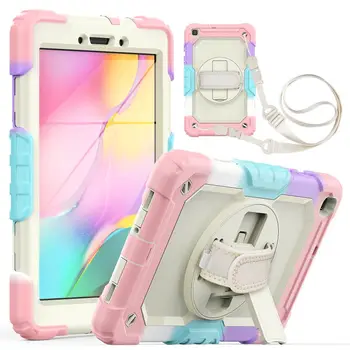 Kapak Samsung Galaxy Tab için Bir 8.0 T290 T295 2019 Kılıf Çocuklar Güvenli Tablet Kabuk Köpük Darbeye Dayanıklı Standı Omuz El Kayışı