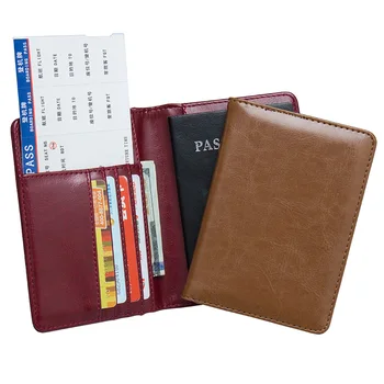 Katı roman siyah oli Moda pasaport kapağı Dahili RFID Engelleme kişisel bilgileri Korumak (özel mevcut)