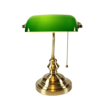 Klasik Vintage Bankacı Lamba Masa Lambası E27 Anahtarı ile Yeşil Cam Abajur Kapak Masa yatak odası lambaları Çalışma Ev Okuma
