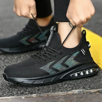 Korumalı Çelik Ayak Açık Anti-Smashing rahat ayakkabılar Sneakers erkek Kaymaz İş Endüstriyel Güvenlik Hafif yarım çizmeler