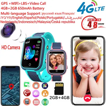 Küresel 4G akıllı saat Çocuklar GPS wifi LBS takip cihazı Konumu Smartwatch Çocuklar için Kamera Görüntülü Görüşme Bellek 2G + 4G akıllı saat es