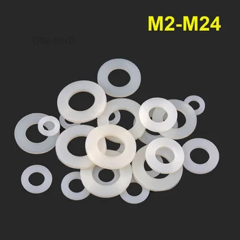 M2 m2. 5 m3 m4 m5 m6 m8 m10 m12 m14 m16 m18 m20 m24 beyaz plastik ve naylon yıkayıcı, yıkayıcılar, sızdırmazlık halkası ve düz ara parça