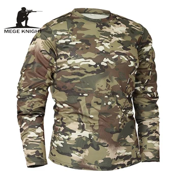 Mega Marka Giyim Yeni Sonbahar Bahar Erkekler Uzun Kollu Taktik Kamuflaj T-shirt camisa masculina Hızlı Kuru Askeri Ordu gömlek