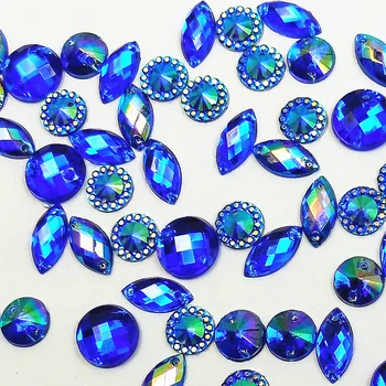 Mix Şekli 320 adet Kraliyet mavi dikmek Tasarımcı Rhinestones Dikiş Düğün Taşlar ve Kristaller Taş Strass Akşam Balo Elbise